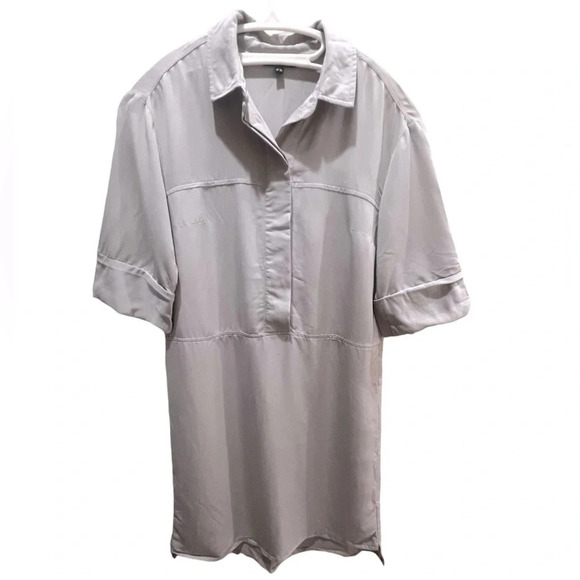 Warehouse brand collared tunic mini dress taupe color size 6 UK so US size 2 - Picture 2 of 5